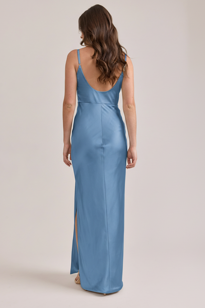 Remi Satin Dress | Made To Order | True Blue