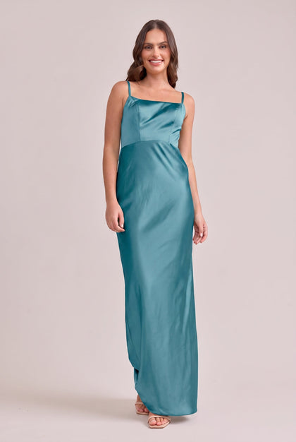 Remi Satin Dress | Made To Order | Turquoise