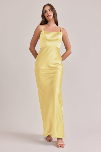 Remi Satin Dress | Made To Order | Yellow