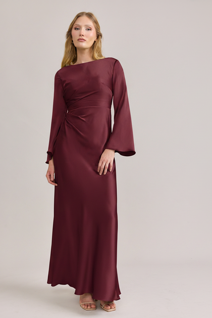 Rhiannon Satin Dress | Made To Order | Cabernet