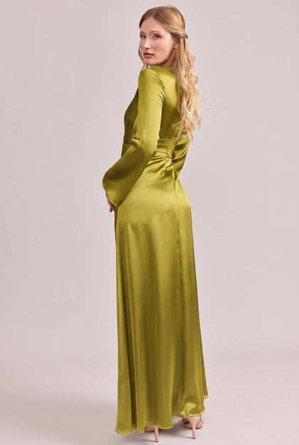 Rhiannon Satin Dress | Made To Order | Chartreuse