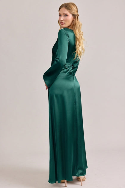 Rhiannon Satin Dress | Made To Order | Emerald