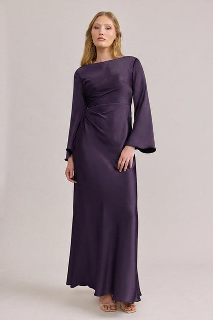 Rhiannon Satin Dress | Made To Order | Eggplant