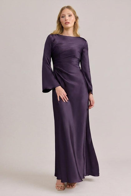 Rhiannon Satin Dress | Made To Order | Eggplant