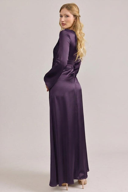 Rhiannon Satin Dress | Made To Order | Eggplant