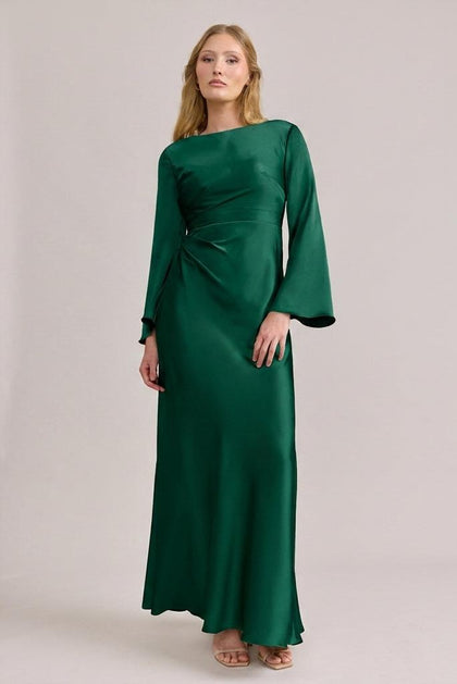 Rhiannon Satin Dress | Made To Order | Emerald