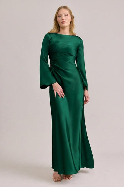 Rhiannon Satin Dress | Made To Order | Emerald