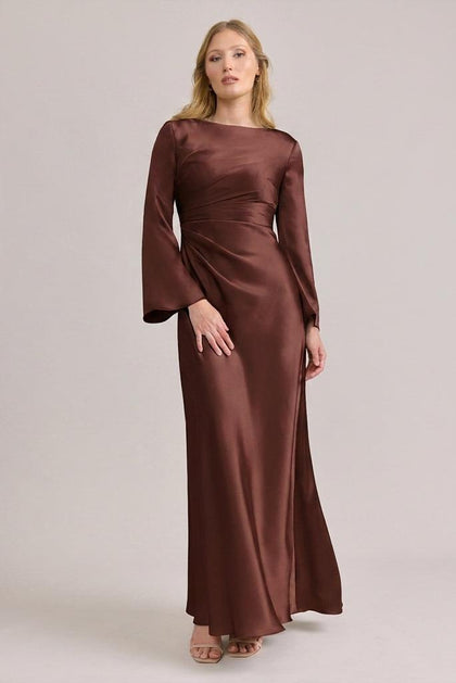 Rhiannon Satin Dress | Made To Order | Mahogany