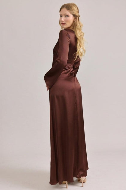 Rhiannon Satin Dress | Made To Order | Mahogany