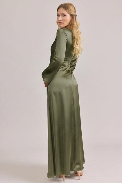 Rhiannon Satin Dress | Made To Order | Moss