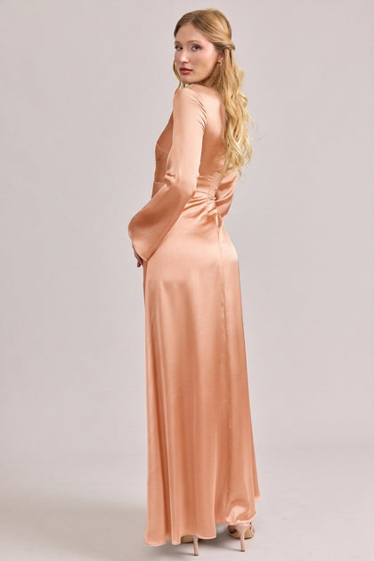 Rhiannon Satin Dress | Made To Order | Peach