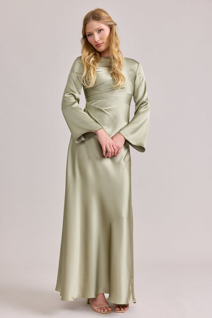 Rhiannon Satin Dress | Made To Order | Silver Sage
