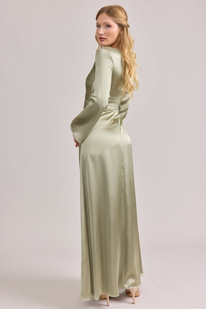 Rhiannon Satin Dress | Made To Order | Silver Sage