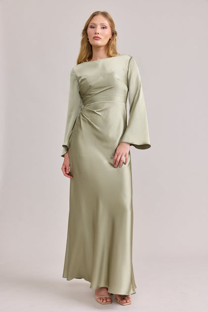 Rhiannon Satin Dress | Made To Order | Silver Sage