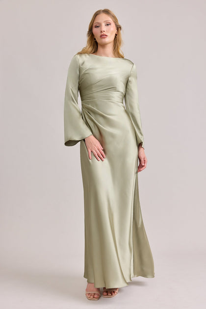 Rhiannon Satin Dress | Made To Order | Silver Sage