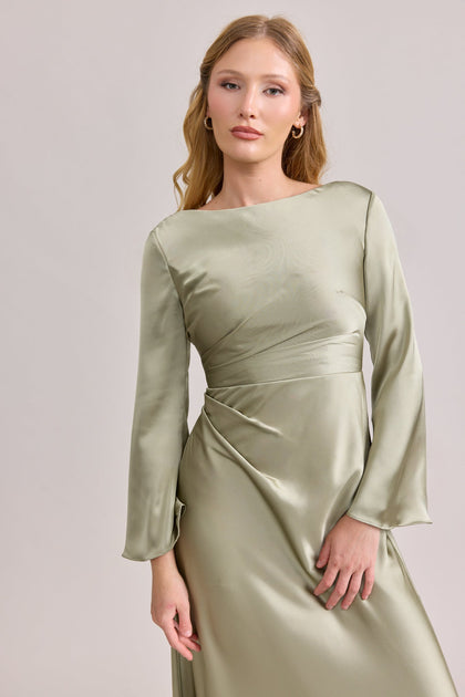 Rhiannon Satin Dress | Made To Order | Silver Sage