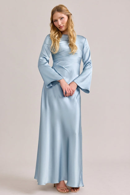 Rhiannon Satin Dress | Made To Order | Sky Blue