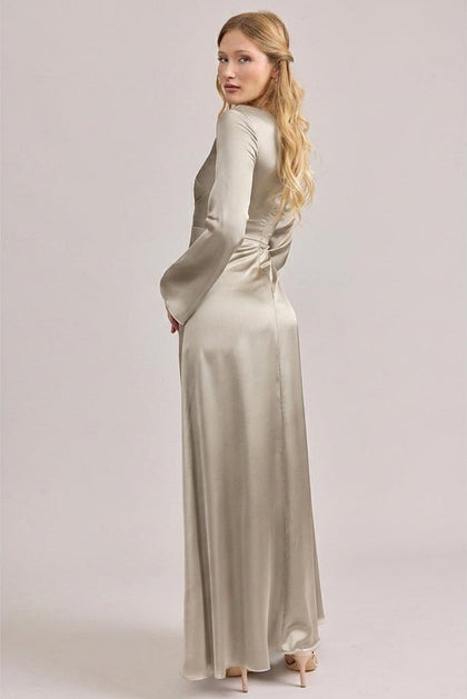 Rhiannon Satin Dress | Made To Order | Soft Champagne
