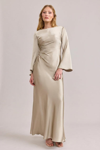 Rhiannon Satin Dress | Made To Order | Soft Champagne