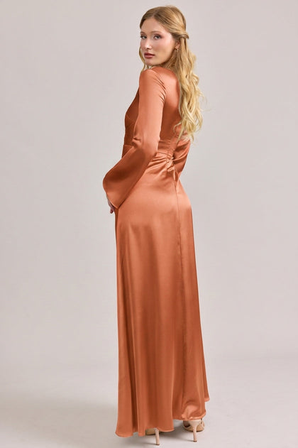 Rhiannon Satin Dress | Made To Order | Tangerine