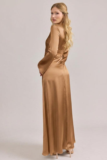 Rhiannon Satin Dress | Made To Order | Toffee
