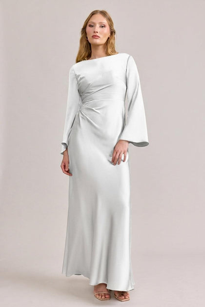 Rhiannon Satin Dress | Made To Order | White Pearl