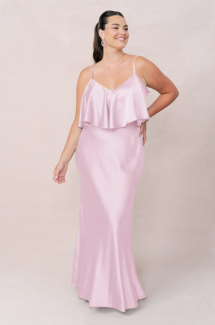 Riley Convertible Satin Dress | Baby Pink
