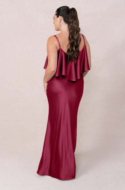 Riley Convertible Satin Dress | Made To Order | Berry