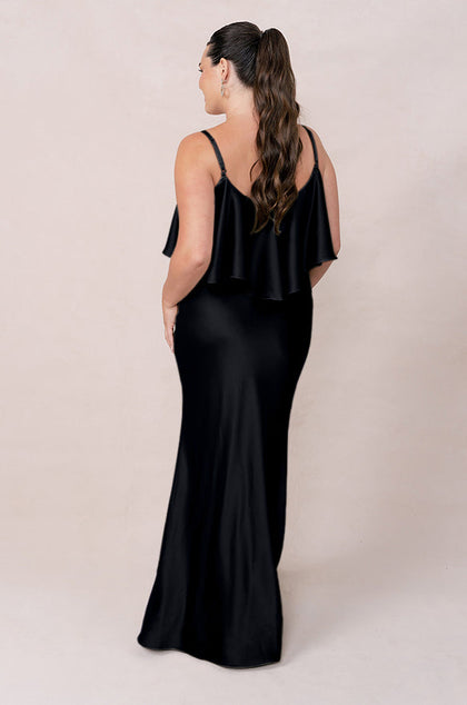 Riley Convertible Satin Dress | Made To Order | Black