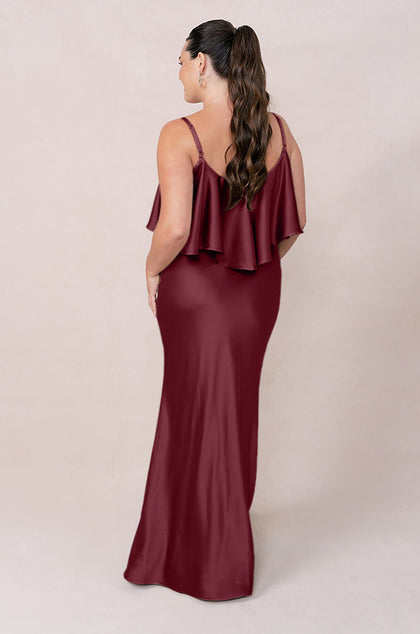 Riley Convertible Satin Dress | Made To Order | Cabernet