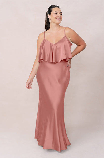 Riley Convertible Satin Dress | Made To Order | Desert Rose