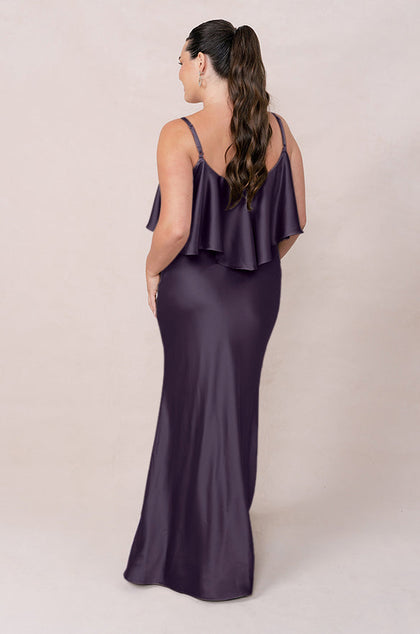 Riley Convertible Satin Dress | Made To Order | Eggplant