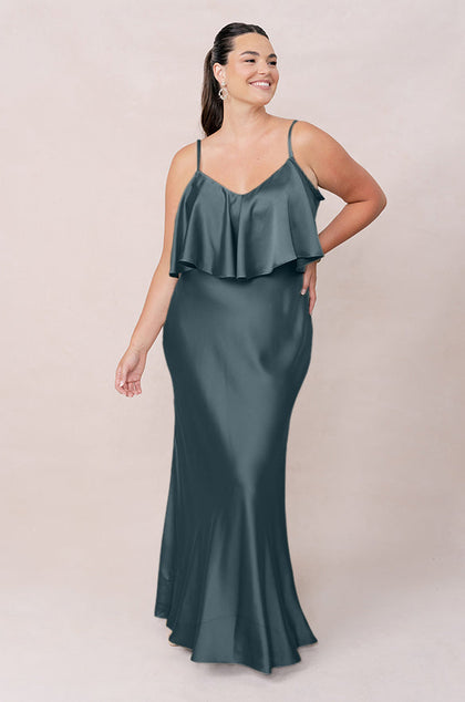 Riley Convertible Satin Dress | Made To Order | Eucalyptus
