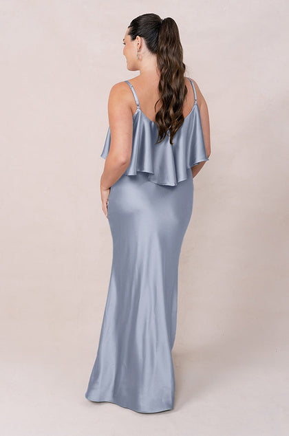 Riley Convertible Satin Dress | Made To Order | French Blue