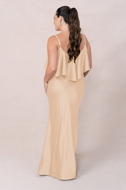 Riley Convertible Satin Dress | Made To Order | Honey Beige