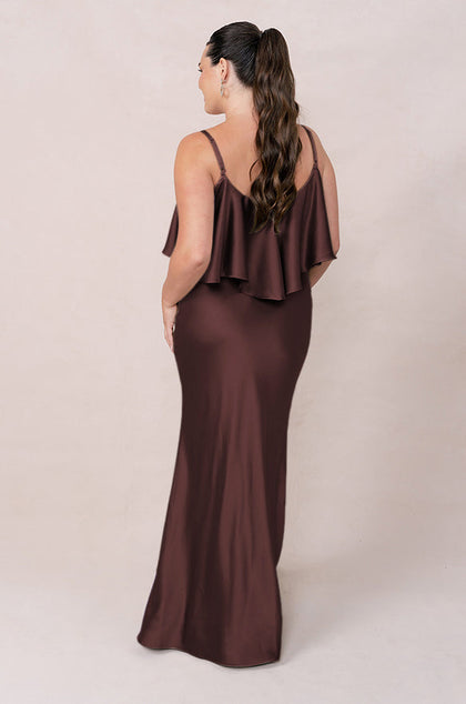 Riley Convertible Satin Dress | Made To Order | Mahogany