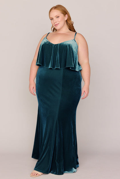Riley Convertible Velvet Dress | Made To Order | Desert Blue