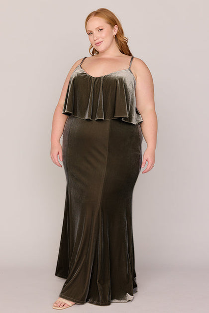Riley Convertible Velvet Dress | Made To Order | Olive
