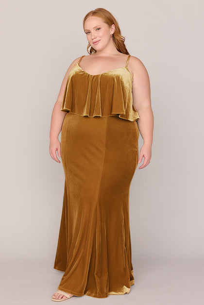 Riley Convertible Velvet Dress | Made To Order | Mustard