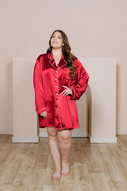 Rise n Shine Satin Sleep Dress | Made To Order | Poppy Red