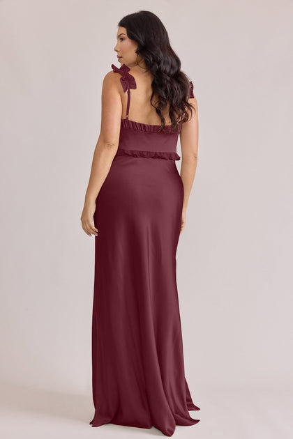 Romy Satin + Chiffon Dress | Made To Order | Cabernet Chiffon / Cabernet Satin