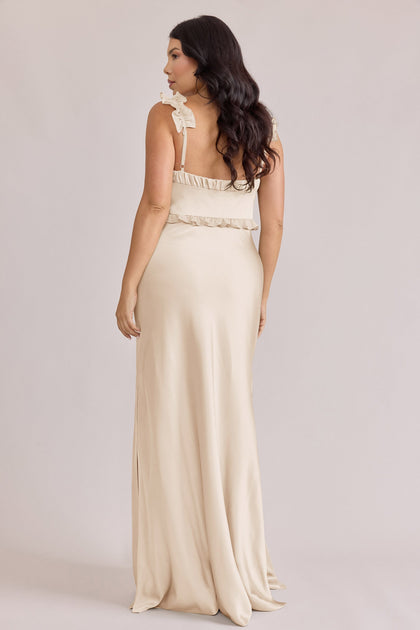 Romy Satin + Chiffon Dress | Made To Order | Champagne Chiffon / Gold Champagne Satin