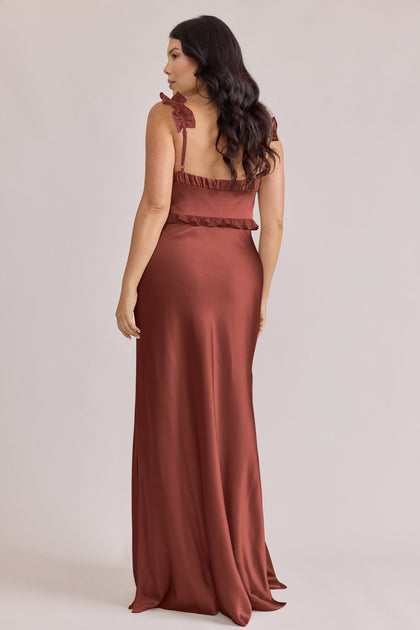 Romy Satin + Chiffon Dress | Made To Order | Cinnamon Rose Chiffon / Cinnamon Rose Satin