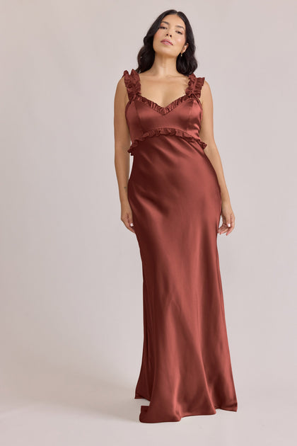 Romy Satin + Chiffon Dress | Made To Order | Cinnamon Rose Chiffon / Cinnamon Rose Satin