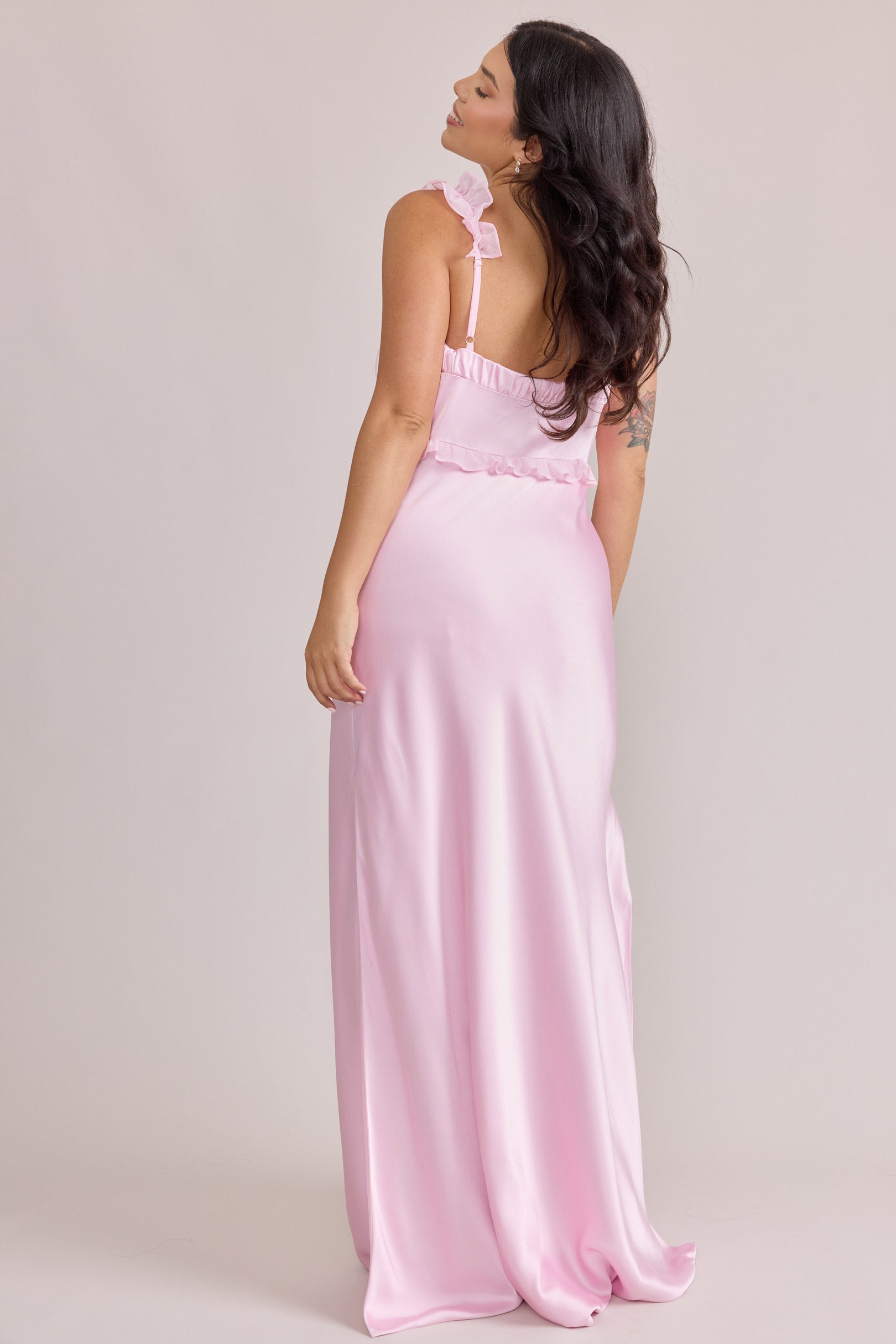 Romy Satin + Chiffon Dress | Made To Order Cabernet Chiffon / Cabernet Satin Romy Satin + Chiffon Dress | Made To Order Cabernet Chiffon / Cabernet Satin