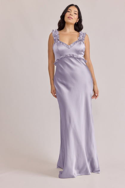 Romy Satin + Chiffon Dress | Made To Order | Light Lavender Chiffon / Light Lavender Satin
