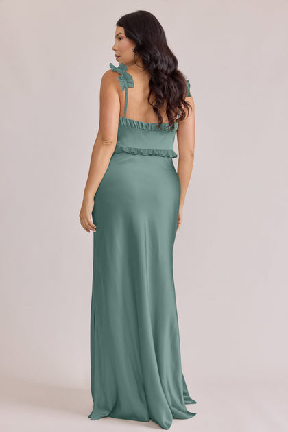 Romy Satin + Chiffon Dress | Made To Order | Rosemary Chiffon / Rosemary Satin