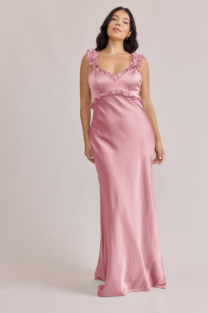 Romy Satin + Chiffon Dress | Made To Order | Rosette Chiffon / Rosette Satin