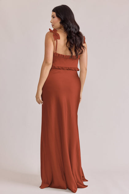 Romy Satin + Chiffon Dress | Made To Order | Rust Chiffon / Rust Satin