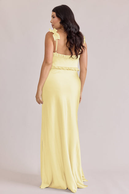 Romy Satin + Chiffon Dress | Made To Order | Yellow Chiffon / Yellow Satin